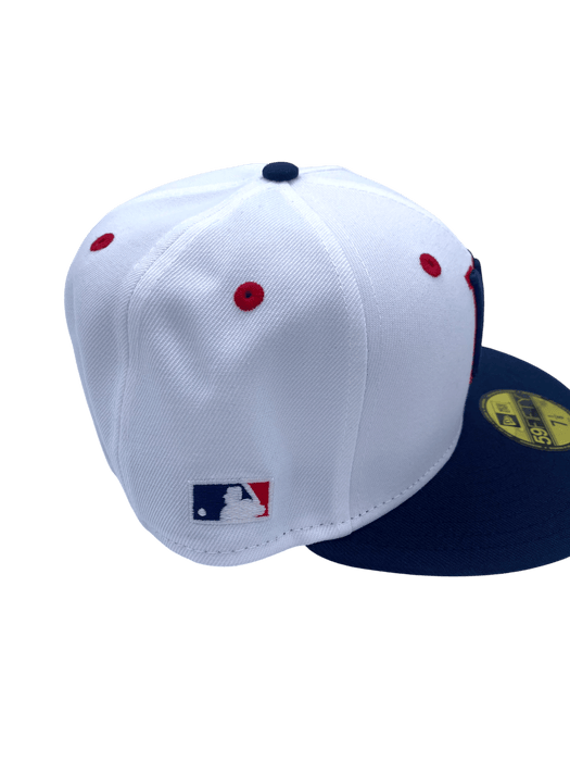 New Era Fitted Hat Adult Minnesota Twins New Era White/Navy Custom Side Patch 59FIFTY Fitted Hat - Men's