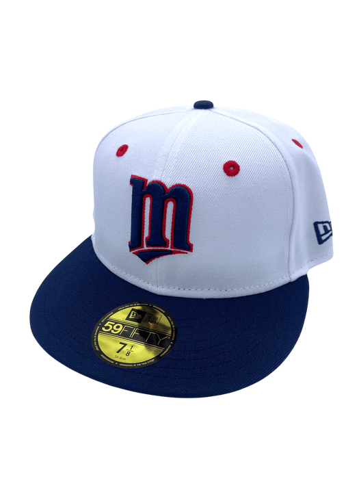 New Era Fitted Hat Adult Minnesota Twins New Era White/Navy Custom Side Patch 59FIFTY Fitted Hat - Men's