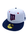 New Era Fitted Hat Adult Minnesota Twins New Era White/Navy Custom Side Patch 59FIFTY Fitted Hat - Men's