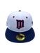 New Era Fitted Hat Adult Minnesota Twins New Era White/Navy Custom Side Patch 59FIFTY Fitted Hat - Men's