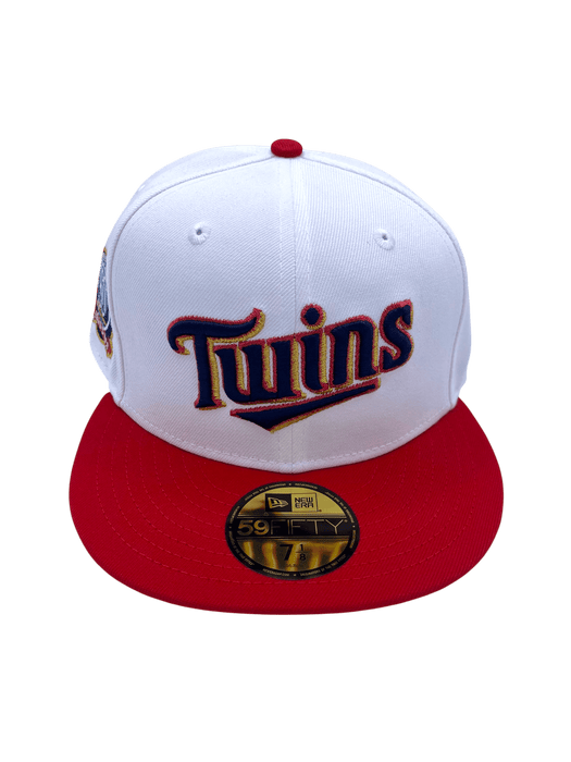 Adult Minnesota Twins New Era White/Red Grand Slam Side Patch 59FIFTY Fitted Hat - Men's