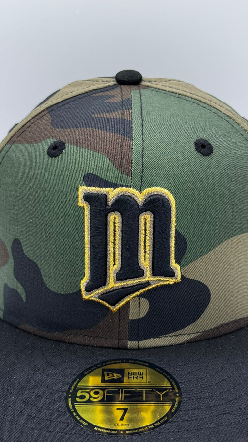 New Era Fitted Hat Adult Minnesota Twins New Era Woodland Camo M Logo Custom 59FIFTY Fitted Hat - Men's