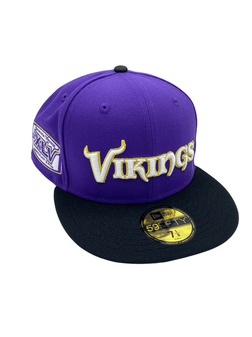 New Era Fitted Hat Adult Minnesota Vikings New Era Purple/Black Pinky Custom Side Patch 59FIFTY Fitted Hat - Men's