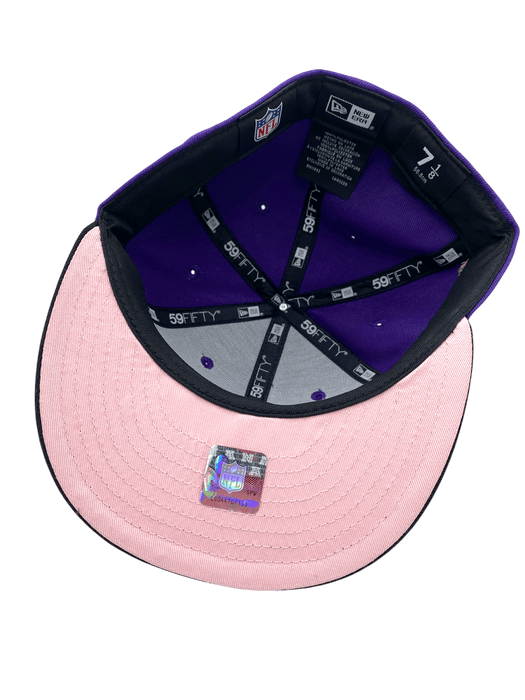 New Era Fitted Hat Adult Minnesota Vikings New Era Purple/Black Pinky Custom Side Patch 59FIFTY Fitted Hat - Men's