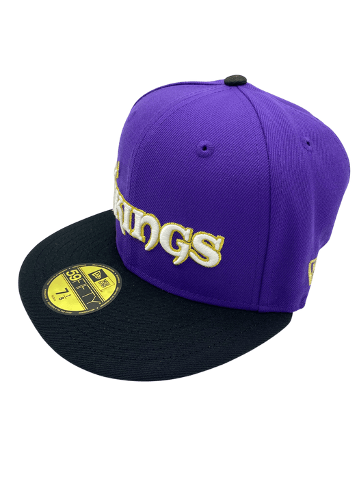 New Era Fitted Hat Adult Minnesota Vikings New Era Purple/Black Pinky Custom Side Patch 59FIFTY Fitted Hat - Men's