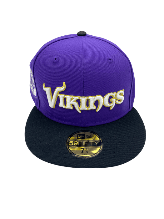 New Era Fitted Hat Adult Minnesota Vikings New Era Purple/Black Pinky Custom Side Patch 59FIFTY Fitted Hat - Men's