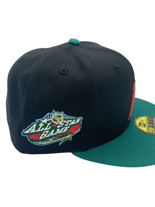 New Era Fitted Hat Adult Minnesota Wild New Era Black Custom Side Patch 59FIFTY Fitted Hat - Men's