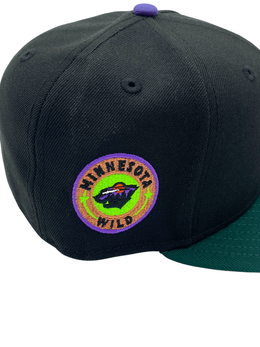 New Era Fitted Hat Adult Minnesota Wild New Era Black/Green GG Custom 59FIFTY Fitted Hat - Men's