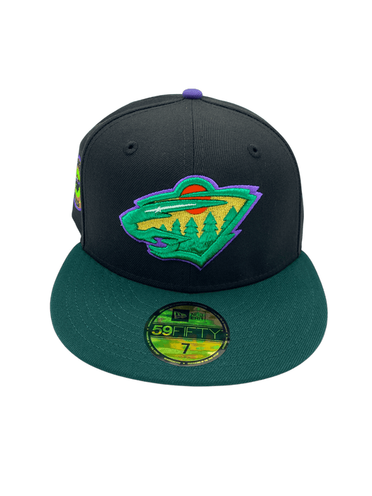 New Era Fitted Hat Adult Minnesota Wild New Era Black/Green GG Custom 59FIFTY Fitted Hat - Men's