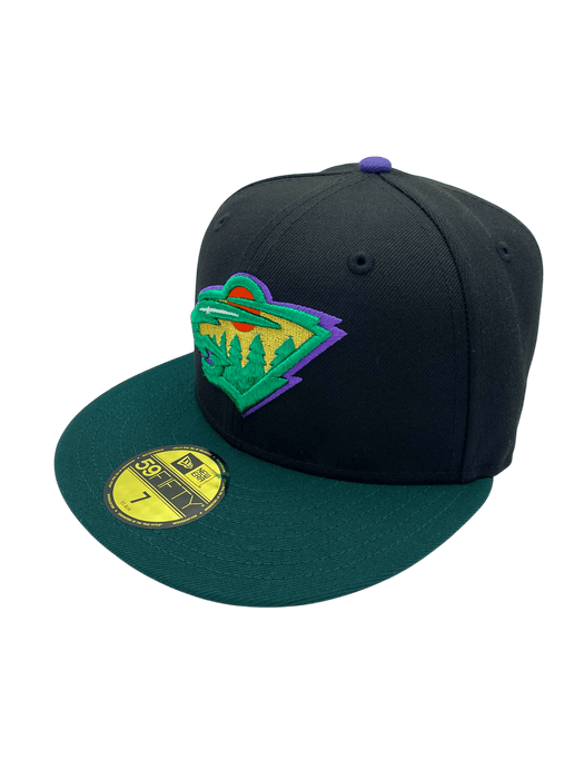 New Era Fitted Hat Adult Minnesota Wild New Era Black/Green GG Custom 59FIFTY Fitted Hat - Men's