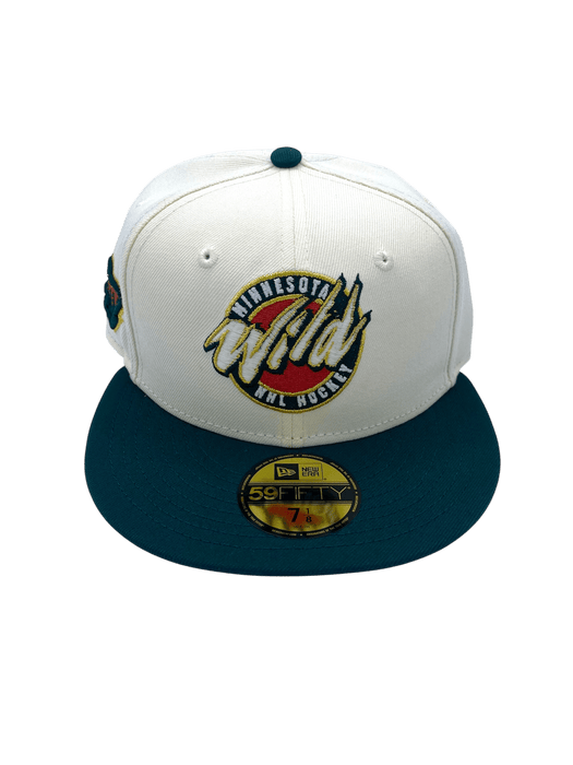 New Era Fitted Hat Adult Minnesota Wild New Era Chrome/Green Vintage Script Custom Side Patch 59FIFTY Fitted Hat - Men's