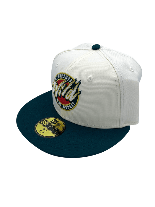 New Era Fitted Hat Adult Minnesota Wild New Era Chrome/Green Vintage Script Custom Side Patch 59FIFTY Fitted Hat - Men's