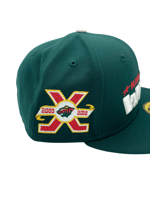 New Era Fitted Hat Adult Minnesota Wild New Era Green The Script Custom Side Patch 59FIFTY Fitted Hat - Men's