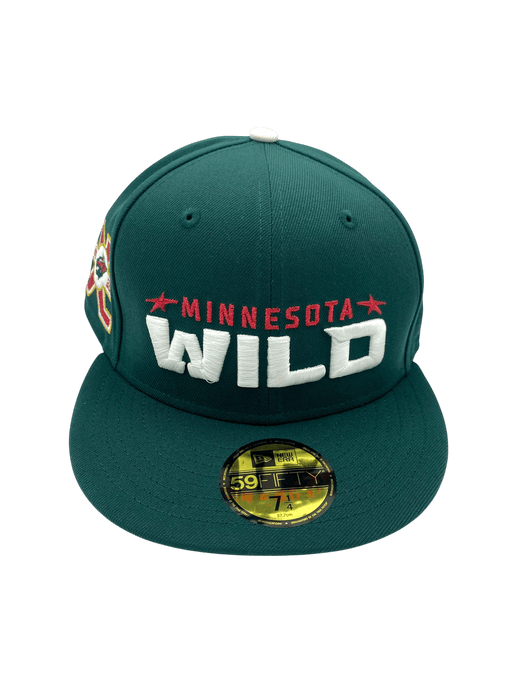 New Era Fitted Hat Adult Minnesota Wild New Era Green The Script Custom Side Patch 59FIFTY Fitted Hat - Men's