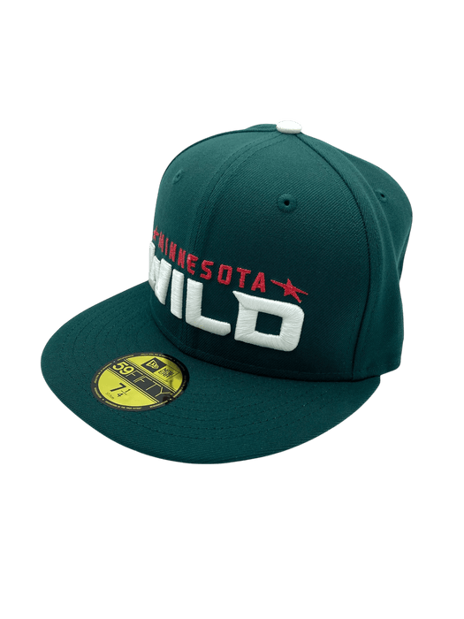 New Era Fitted Hat Adult Minnesota Wild New Era Green The Script Custom Side Patch 59FIFTY Fitted Hat - Men's