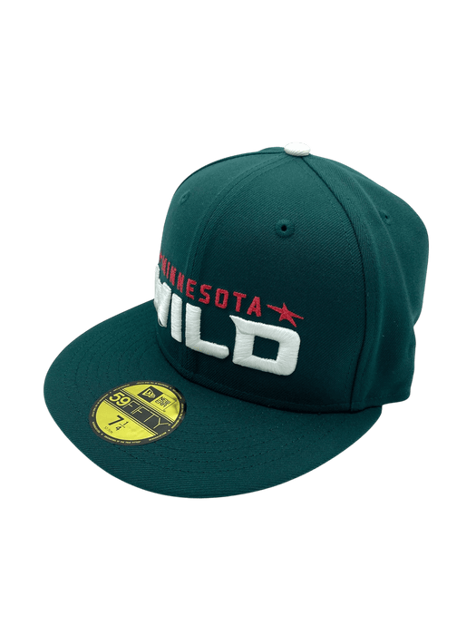 New Era Fitted Hat Adult Minnesota Wild New Era Green The Script Custom Side Patch 59FIFTY Fitted Hat - Men's