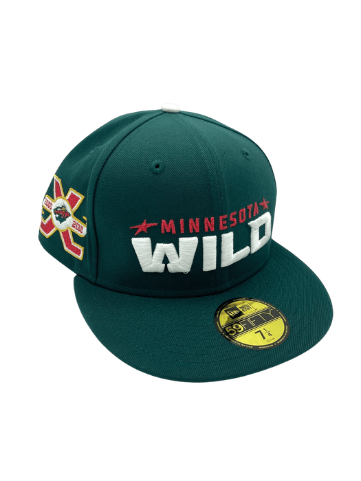 New Era Fitted Hat Adult Minnesota Wild New Era Green The Script Custom Side Patch 59FIFTY Fitted Hat - Men's