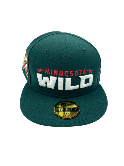 New Era Fitted Hat Adult Minnesota Wild New Era Green The Script Custom Side Patch 59FIFTY Fitted Hat - Men's