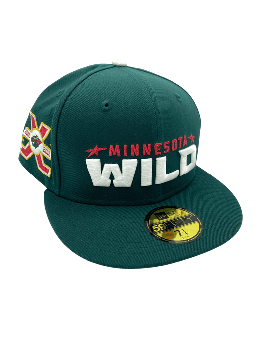 New Era Fitted Hat Adult Minnesota Wild New Era Green The Script Custom Side Patch 59FIFTY Fitted Hat - Men's