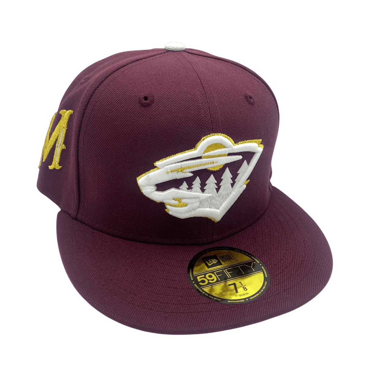 Adult Minnesota Wild New Era Maroon Custom Side Patch 59FIFTY Fitted H