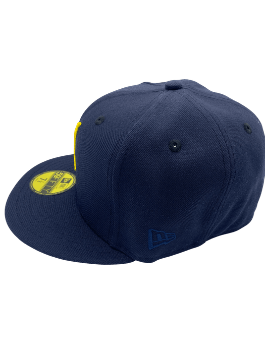 New Era Fitted Hat Adult Minnesota Wild New Era Navy Swarm Custom Side Patch 59FIFTY Fitted Hat - Men's