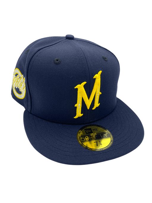 New Era Fitted Hat Adult Minnesota Wild New Era Navy Swarm Custom Side Patch 59FIFTY Fitted Hat - Men's