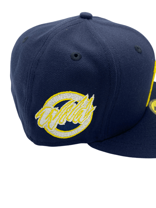 New Era Fitted Hat Adult Minnesota Wild New Era Navy Swarm Custom Side Patch 59FIFTY Fitted Hat - Men's