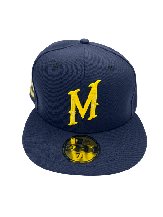 New Era Fitted Hat Adult Minnesota Wild New Era Navy Swarm Custom Side Patch 59FIFTY Fitted Hat - Men's