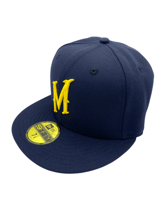 New Era Fitted Hat Adult Minnesota Wild New Era Navy Swarm Custom Side Patch 59FIFTY Fitted Hat - Men's