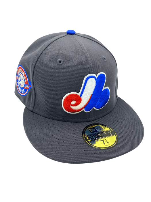 New Era Fitted Hat Adult Montreal Expos New Era Gray Custom Side Patch 59FIFTY Fitted Hat - Men's