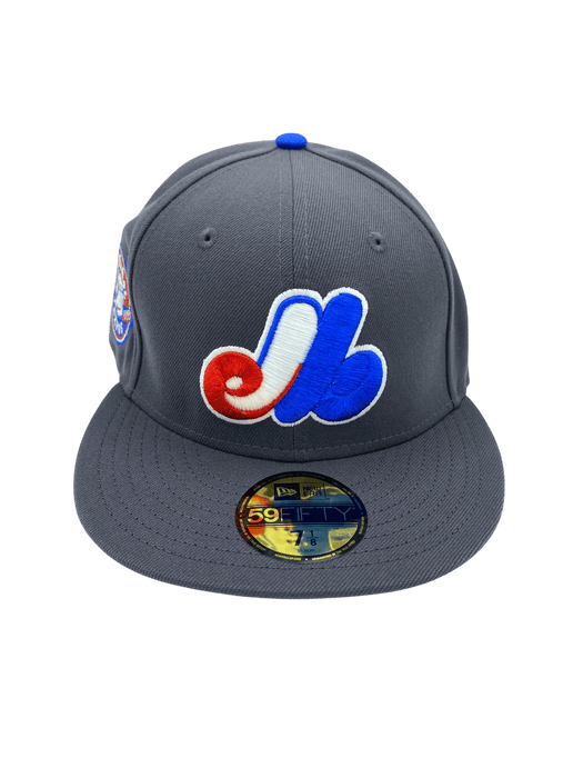 New Era Fitted Hat Adult Montreal Expos New Era Gray Custom Side Patch 59FIFTY Fitted Hat - Men's