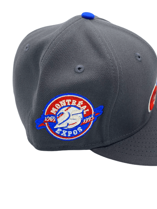 New Era Fitted Hat Adult Montreal Expos New Era Gray Custom Side Patch 59FIFTY Fitted Hat - Men's