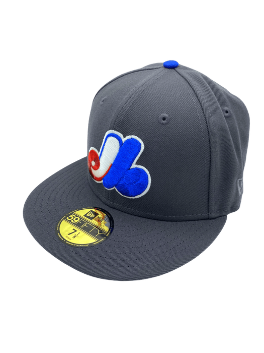 New Era Fitted Hat Adult Montreal Expos New Era Gray Custom Side Patch 59FIFTY Fitted Hat - Men's