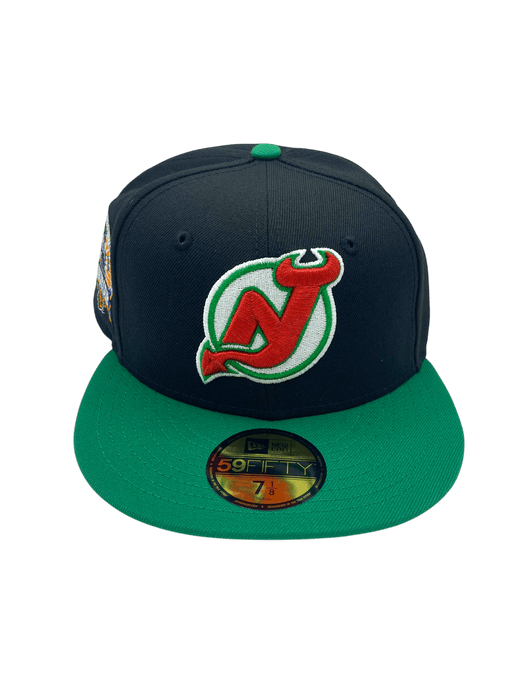 New Era Fitted Hat Adult New Jersey Devils New Era Black/Green Classic Custom Side Patch 59FIFTY Fitted Hat - Men's