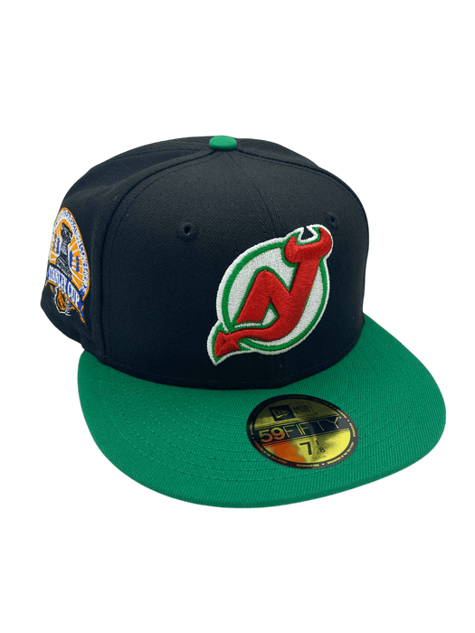 New Era Fitted Hat Adult New Jersey Devils New Era Black/Green Classic Custom Side Patch 59FIFTY Fitted Hat - Men's