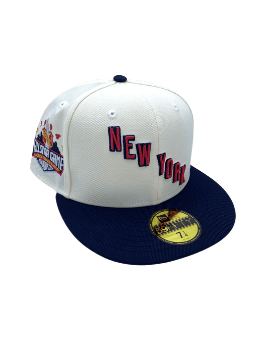 New Era Fitted Hat Adult New York Rangers New Era Chrome Retro Script Custom Side Patch 59FIFTY Fitted Hat - Men's