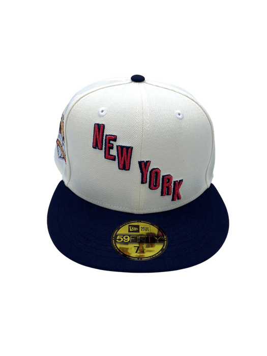 New Era Fitted Hat Adult New York Rangers New Era Chrome Retro Script Custom Side Patch 59FIFTY Fitted Hat - Men's