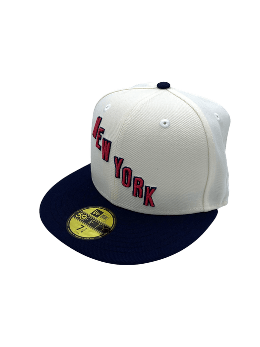 New Era Fitted Hat Adult New York Rangers New Era Chrome Retro Script Custom Side Patch 59FIFTY Fitted Hat - Men's