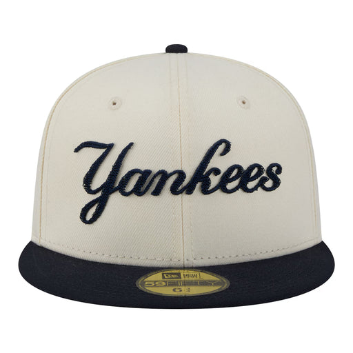 New Era Fitted Hat Adult New York Yankees New Era Chrome 2 Tone Chain Stitch Logo 59FIFTY Fitted Hat - Men's