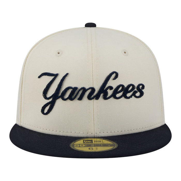 New Era Fitted Hat Adult New York Yankees New Era Chrome 2 Tone Chain Stitch Logo 59FIFTY Fitted Hat - Men's