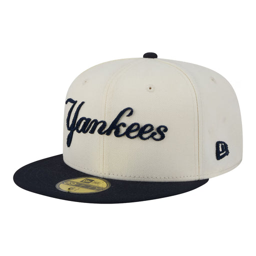 New Era Fitted Hat Adult New York Yankees New Era Chrome 2 Tone Chain Stitch Logo 59FIFTY Fitted Hat - Men's