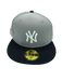 New Era Fitted Hat Adult New York Yankees New Era Gray/Black Iris Custom Side Patch 59FIFTY Fitted Hat - Men's