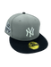 New Era Fitted Hat Adult New York Yankees New Era Gray/Black Iris Custom Side Patch 59FIFTY Fitted Hat - Men's