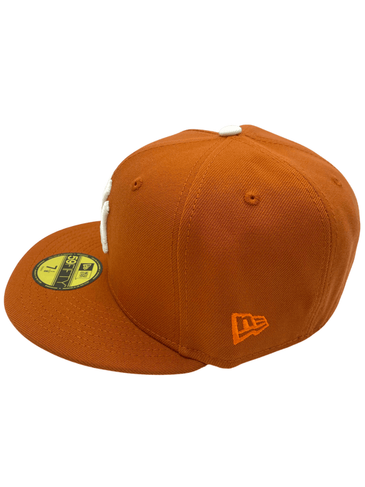 New Era Fitted Hat Adult New York Yankees New Era Orange Fall Spice Custom Side Patch 59FIFTY Fitted Hat - Men's