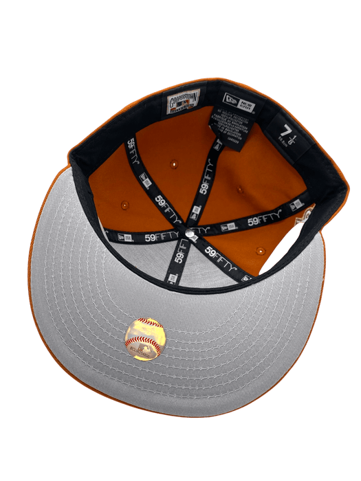 New Era Fitted Hat Adult New York Yankees New Era Orange Fall Spice Custom Side Patch 59FIFTY Fitted Hat - Men's