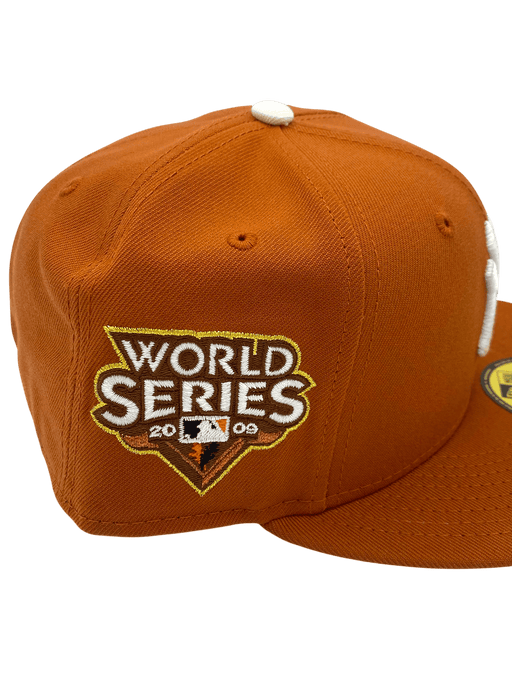 New Era Fitted Hat Adult New York Yankees New Era Orange Fall Spice Custom Side Patch 59FIFTY Fitted Hat - Men's