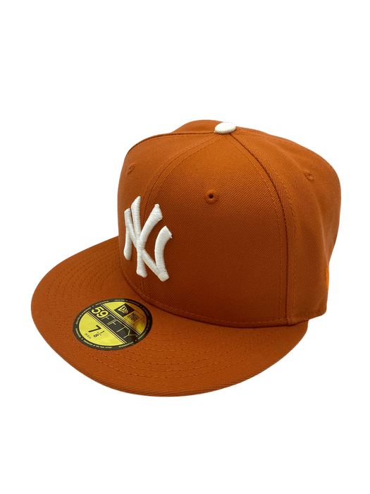 New Era Fitted Hat Adult New York Yankees New Era Orange Fall Spice Custom Side Patch 59FIFTY Fitted Hat - Men's
