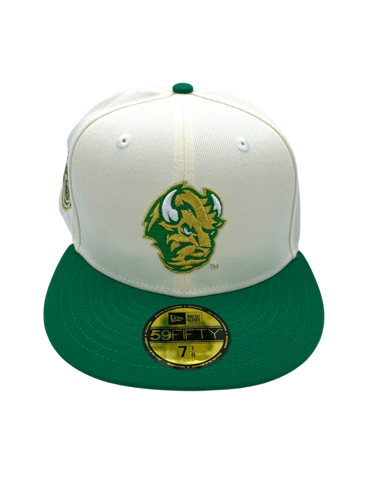 New Era Fitted Hat Adult North Dakota State Bison New Era Chrome/Green Custom Side Patch 59FIFTY Fitted Hat - Men's