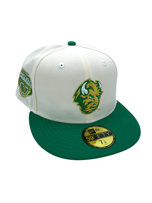 New Era Fitted Hat Adult North Dakota State Bison New Era Chrome/Green Custom Side Patch 59FIFTY Fitted Hat - Men's