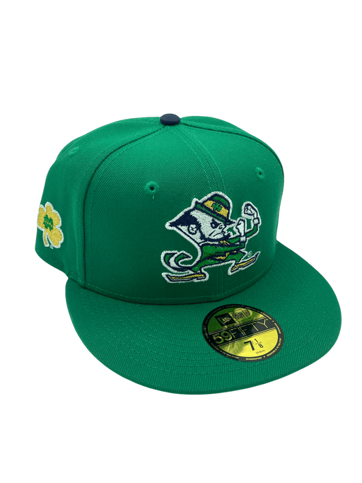 New Era Fitted Hat Adult Notre Dame Fighting Irish New Era Green Iris Custom Side Patch 59FIFTY Fitted Hat - Men's
